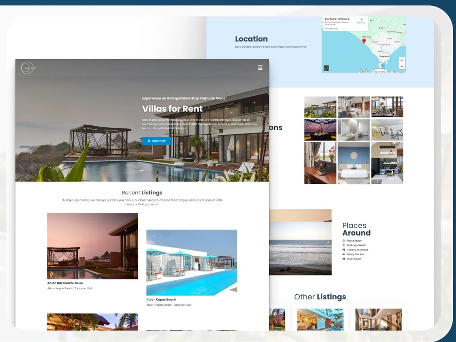 Screens from the BaliGiga website designed and built by Ruang Project