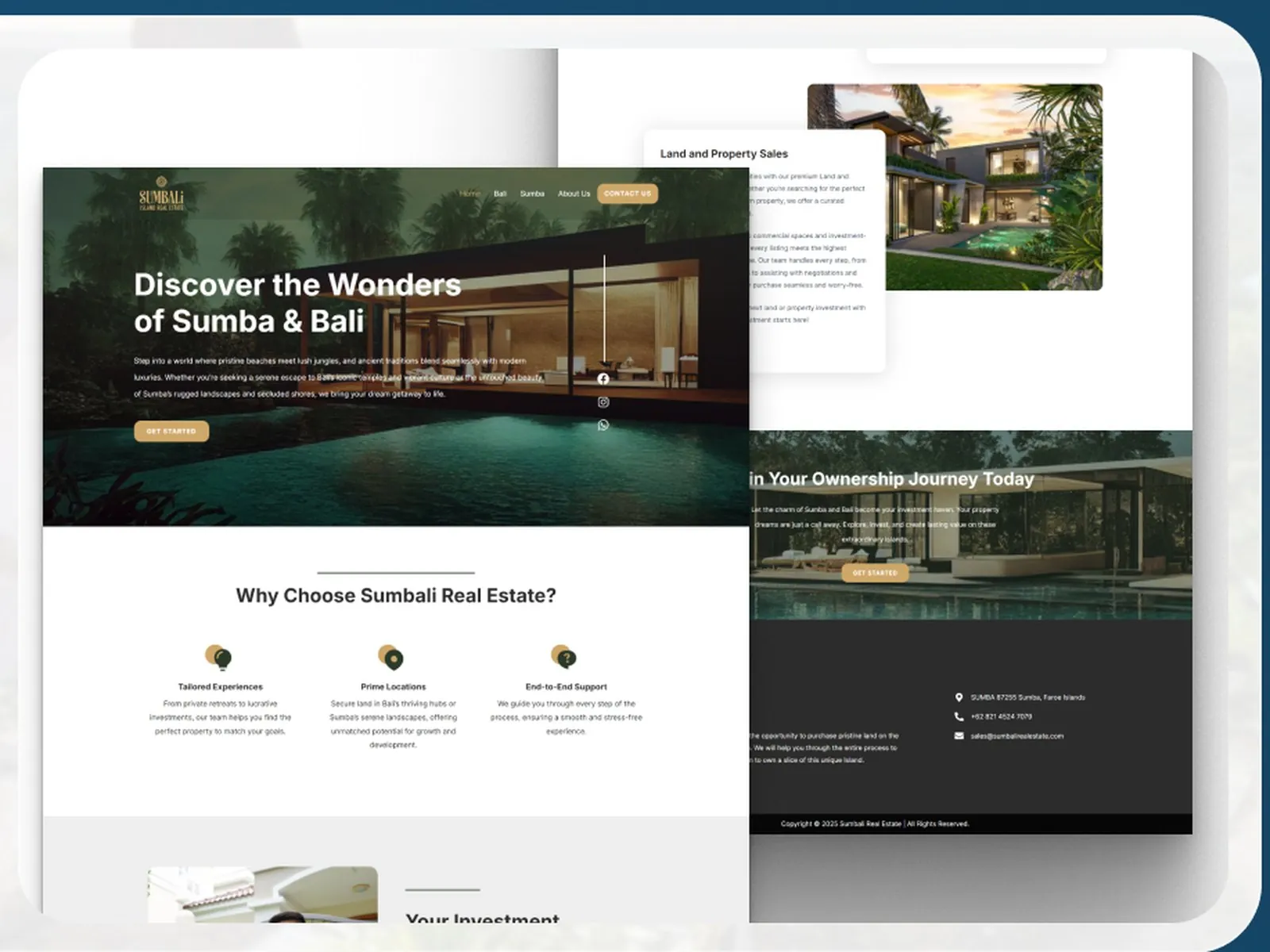 Screens from the Sumbali Real Estate website designed and built by Ruang Project